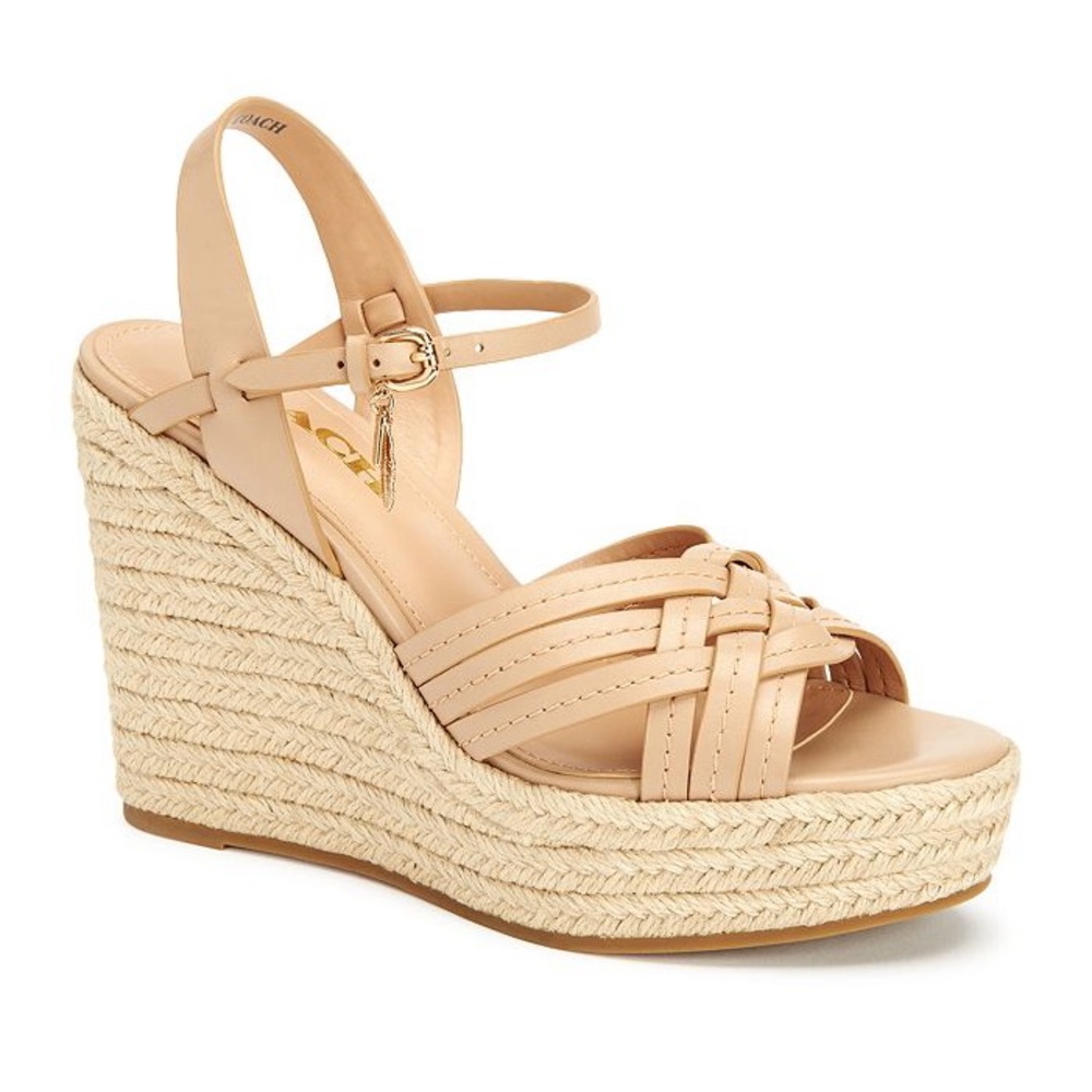 Coach Dottie Nude High Heel Wedge Sandals